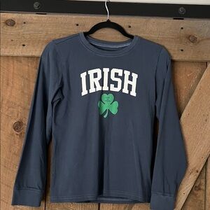 Life Is Good Navy Long Sleeve Tee with White IRISH Text & Green Shamrock